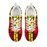 Orange And Red Stained Glass Cross Print White Sneakers