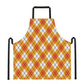 Orange And White Argyle Pattern Print Apron