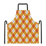 Orange And White Argyle Pattern Print Apron