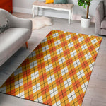 Orange And White Argyle Pattern Print Area Rug