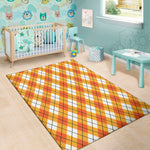 Orange And White Argyle Pattern Print Area Rug