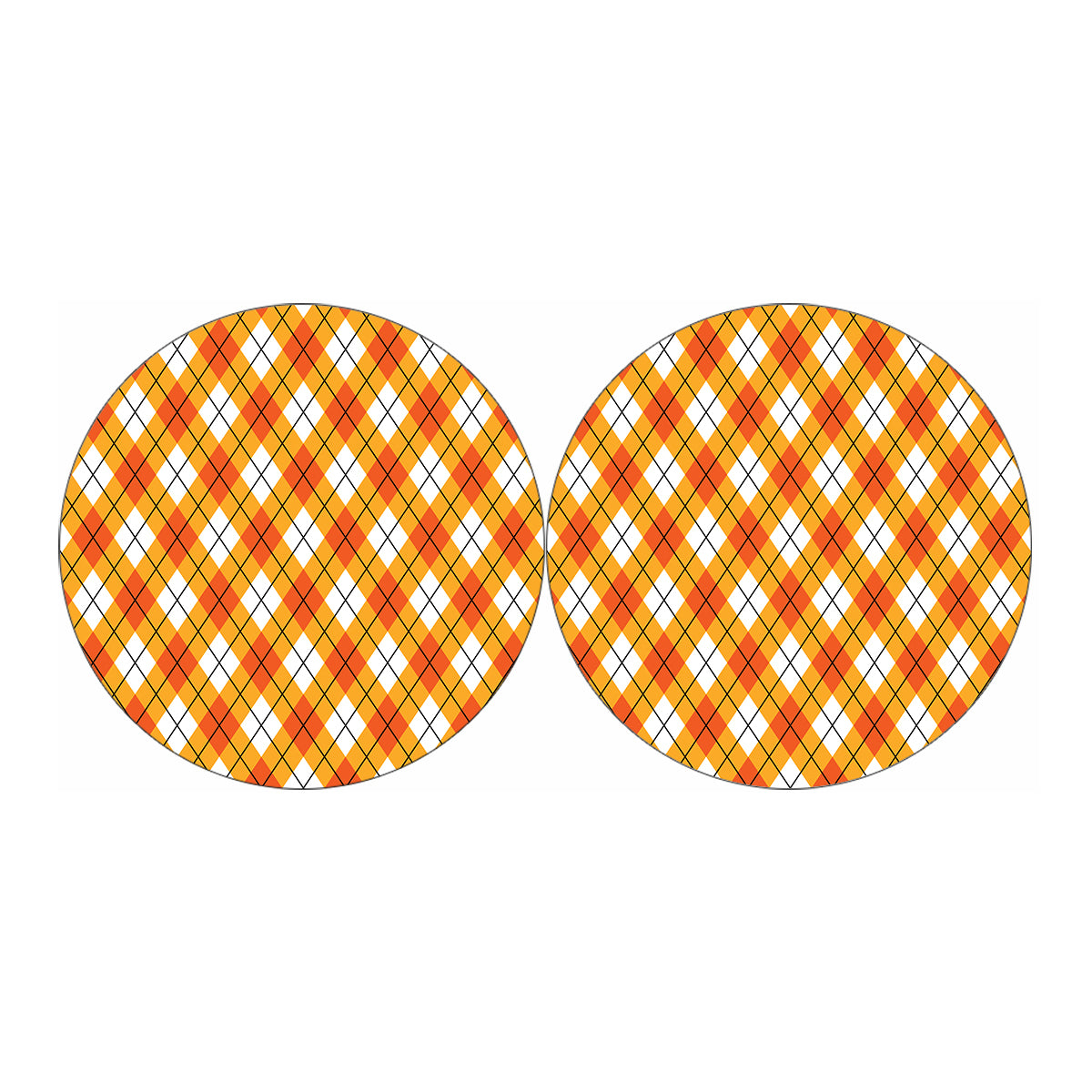 Orange And White Argyle Pattern Print Car Coasters