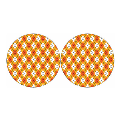 Orange And White Argyle Pattern Print Car Coasters