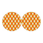 Orange And White Argyle Pattern Print Car Coasters