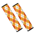 Orange And White Argyle Pattern Print Car Seat Belt Covers