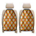 Orange And White Argyle Pattern Print Car Seat Organizers