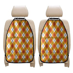 Orange And White Argyle Pattern Print Car Seat Organizers