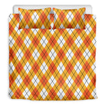 Orange And White Argyle Pattern Print Duvet Cover Bedding Set