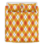 Orange And White Argyle Pattern Print Duvet Cover Bedding Set