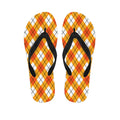 Orange And White Argyle Pattern Print Flip Flops