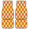 Orange And White Argyle Pattern Print Front and Back Car Floor Mats