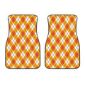 Orange And White Argyle Pattern Print Front Car Floor Mats