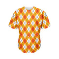 Orange And White Argyle Pattern Print Men's Baseball Jersey