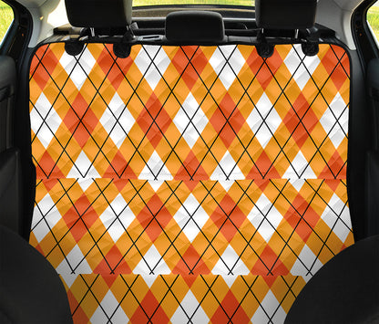 Orange And White Argyle Pattern Print Pet Car Back Seat Cover