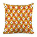 Orange And White Argyle Pattern Print Pillow Cover