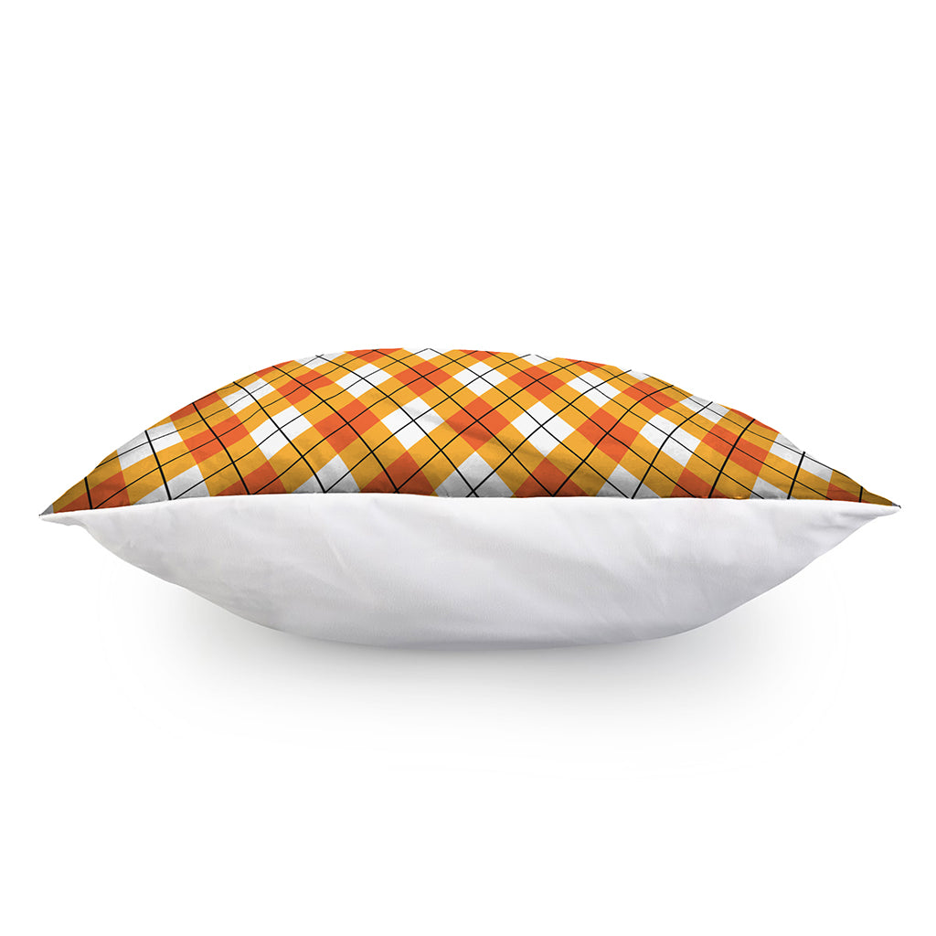 Orange And White Argyle Pattern Print Pillow Cover
