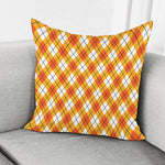 Orange And White Argyle Pattern Print Pillow Cover