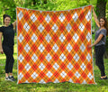Orange And White Argyle Pattern Print Quilt