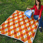 Orange And White Argyle Pattern Print Quilt