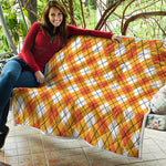 Orange And White Argyle Pattern Print Quilt