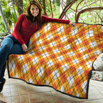 Orange And White Argyle Pattern Print Quilt