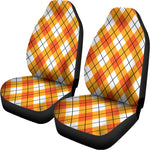 Orange And White Argyle Pattern Print Universal Fit Car Seat Covers