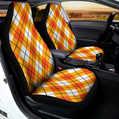 Orange And White Argyle Pattern Print Universal Fit Car Seat Covers