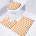 Orange And White Check Pattern Print 3 Piece Bath Mat Set