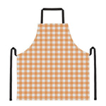 Orange And White Check Pattern Print Apron