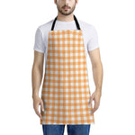Orange And White Check Pattern Print Apron
