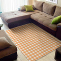 Orange And White Check Pattern Print Floor Mat