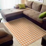 Orange And White Check Pattern Print Area Rug