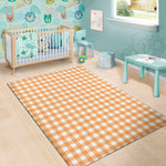 Orange And White Check Pattern Print Area Rug