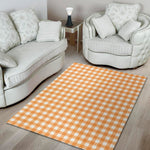 Orange And White Check Pattern Print Area Rug