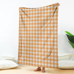 Orange And White Check Pattern Print Blanket