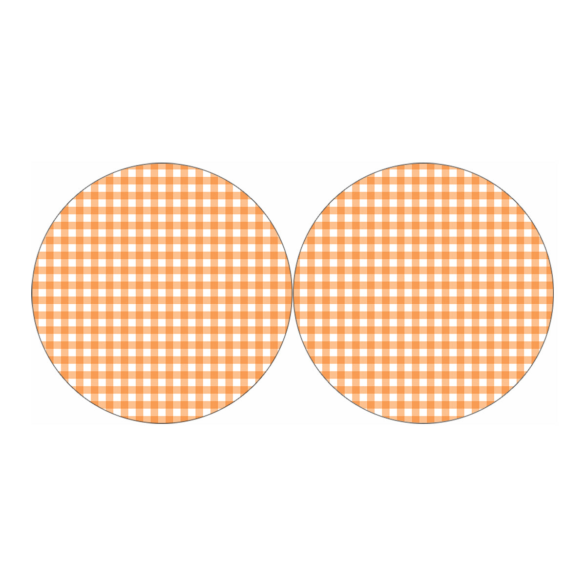 Orange And White Check Pattern Print Car Coasters
