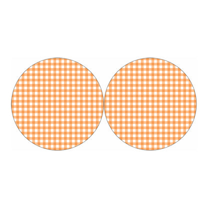 Orange And White Check Pattern Print Car Coasters