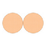 Orange And White Check Pattern Print Car Coasters