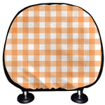 Orange And White Check Pattern Print Car Headrest Covers