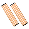 Orange And White Check Pattern Print Car Seat Belt Covers