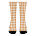 Orange And White Check Pattern Print Crew Socks