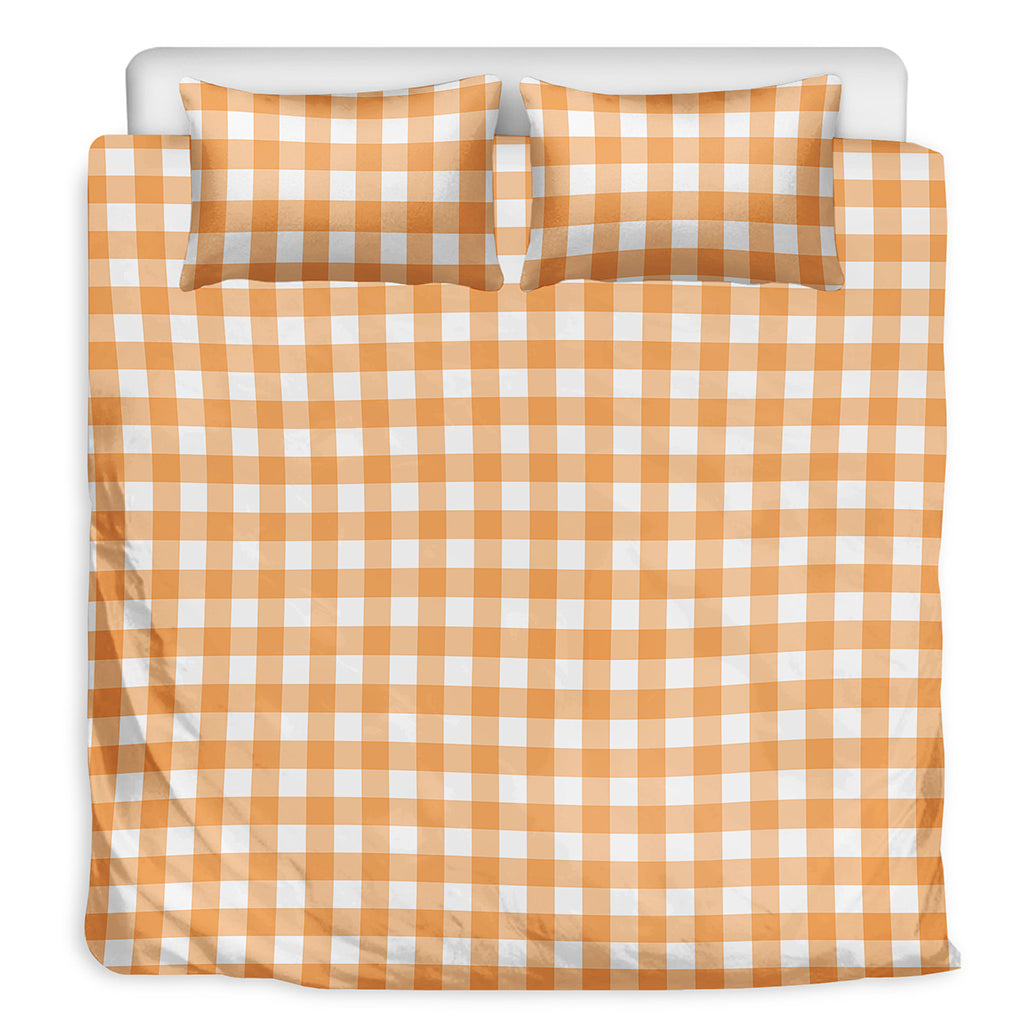 Orange And White Check Pattern Print Duvet Cover Bedding Set