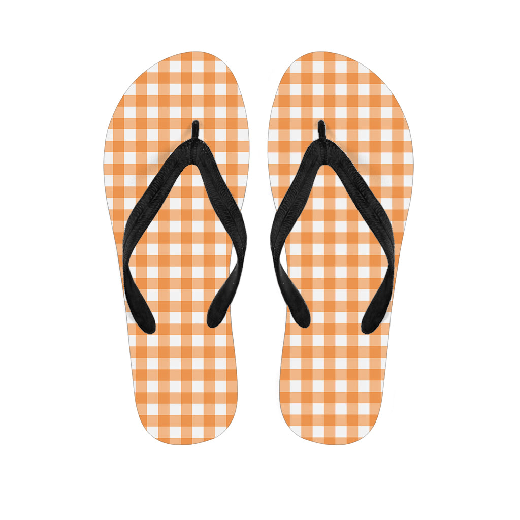Orange And White Check Pattern Print Flip Flops