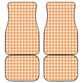 Orange And White Check Pattern Print Front and Back Car Floor Mats