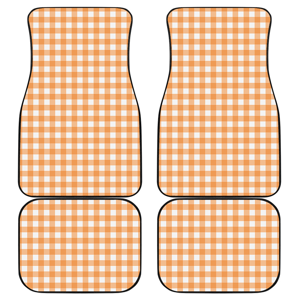 Orange And White Check Pattern Print Front and Back Car Floor Mats
