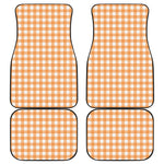 Orange And White Check Pattern Print Front and Back Car Floor Mats