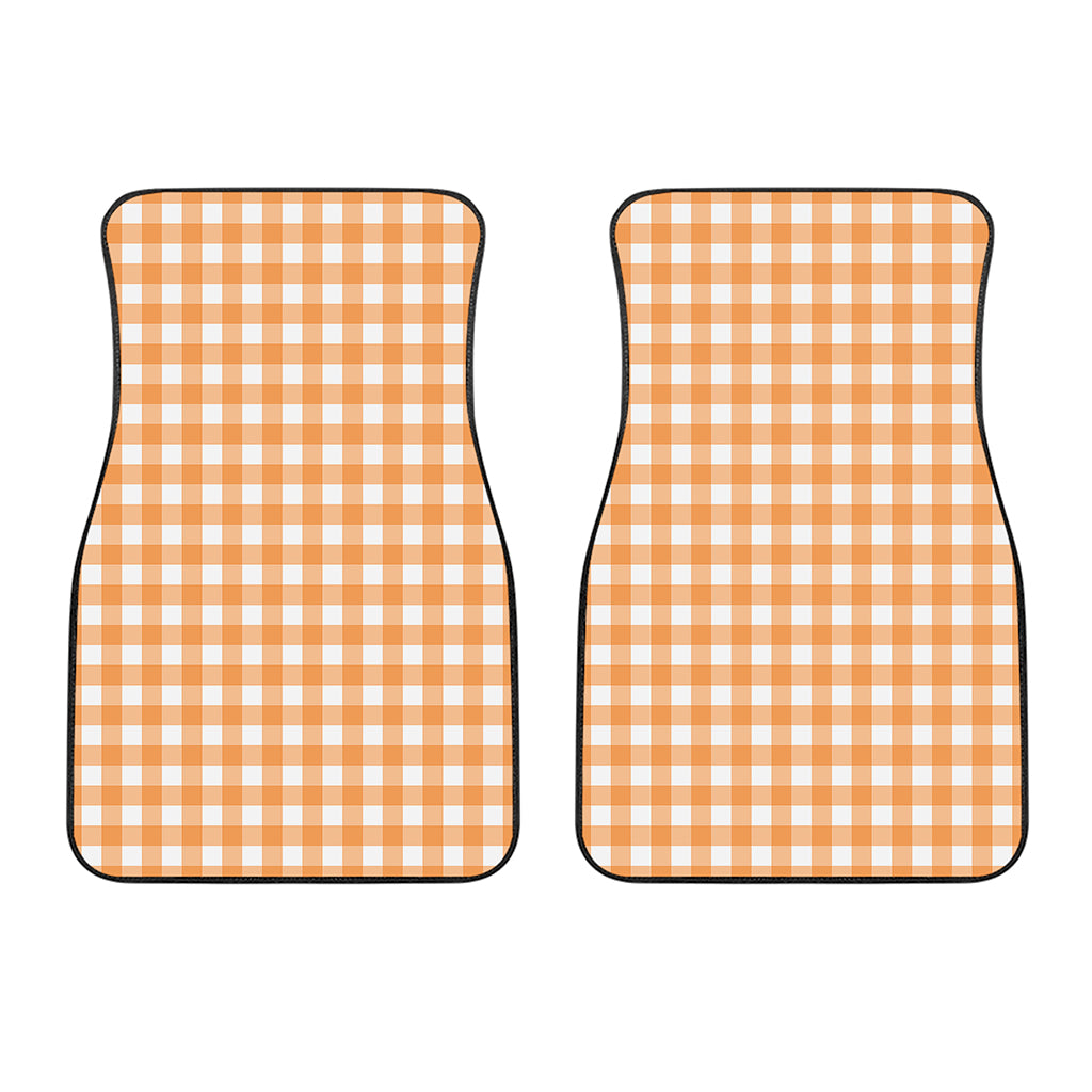 Orange And White Check Pattern Print Front Car Floor Mats