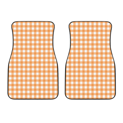 Orange And White Check Pattern Print Front Car Floor Mats