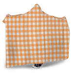 Orange And White Check Pattern Print Hooded Blanket