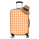 Orange And White Check Pattern Print Luggage Cover